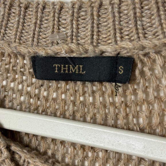 THML Knit Sweater Size Small Women’s Rabbit Brown Fall Winter Neutral Pullover - Picture 3 of 7